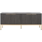 SAFAVIEH Deandra 4-Door Media Stand for Entertainment - Accommodates Up to 65-Inch Flat Screen TV - Dimensions: 60.8" W x 17.7" D x 24.6" H