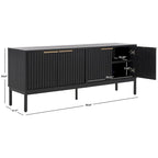 SAFAVIEH Deandra 4-Door Media Stand for Entertainment - Accommodates Up to 65-Inch Flat Screen TV - Dimensions: 60.8" W x 17.7" D x 24.6" H
