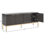 SAFAVIEH Deandra 4-Door Media Stand for Entertainment - Accommodates Up to 65-Inch Flat Screen TV - Dimensions: 60.8" W x 17.7" D x 24.6" H