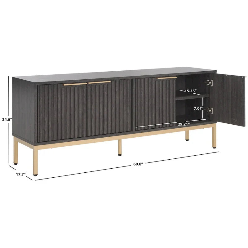 SAFAVIEH Deandra 4-Door Media Stand for Entertainment - Accommodates Up to 65-Inch Flat Screen TV - Dimensions: 60.8" W x 17.7" D x 24.6" H