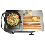 Cuisinart Outdoor Wok Station, 50,000 BTU Propane Outdoor Wok Burner w Prep Table, 14" Carbon Steel Wok for Stir Fry, Searing, BBQ  Black