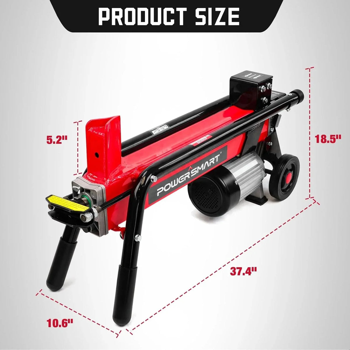 PowerSmart Electric Log Splitter 7-Ton - Efficient Wood Splitter with 3500 Motor Speed, 15 Amp, Horizontal Full Beam Design and Steel Wedge for Firewood & Kindling Cutting