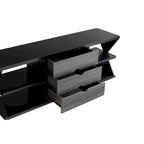Ayala 60-Inch Modern Black and Distressed Grey TV Console with 4 Shelves and 3 Drawers