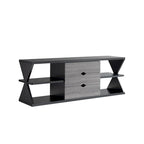 Ayala 60-Inch Modern Black and Distressed Grey TV Console with 4 Shelves and 3 Drawers