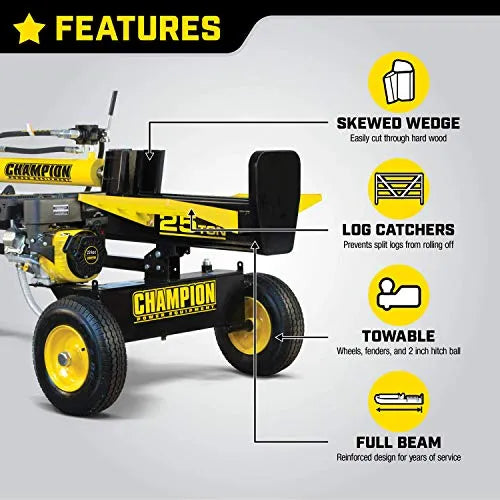 Champion Power Equipment-100251 25-Ton Horizontal/Vertical Full Beam Gas Log Splitter with Auto Return
