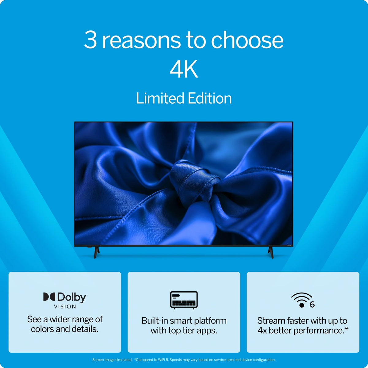 VIZIO 50′′ 4K LED HDR Smart TV with Dolby Vision, WiFi 6 & Built-in Apps – Model V4K50S-0809
