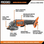 18V Brushless Cordless 4-1/2 in. Paddle Angle Grinder with (2) 4.0 Ah Batteries, Charger, and Bag -AC93044SBN