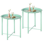 Javlergo Set of 2 Folding Round Steel TV Tray Tables - Compact Side Tables, No Assembly Needed - Dimensions: 18.5 x 18.5 x 19.7 in