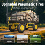 Steel Garden Cart 2-in-1 1400 lbs Heavy Duty Utility Wagon with Removable Mesh Sides to Convert into Flatbed 240?? U-Turn 13" Pneumatic Tires Garden Wagon for Farm Yard Lawn Garden Camping