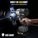 Cordless Impact Wrench, 1200Nm(900ft-lbs) High Torque 1/2'' Impact Wrench, 21V Brushless Electric Impact Gun with 2Pcs 4.0Ah Batteries, 1 Hour Fast Charger, 5 Sockets, Power Impact Driver for Car Home