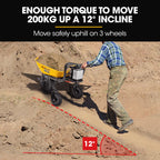 Baumr-AG 40V Battery Powered Wheelbarrow Motorised Electric, 100L Bucket Volume, 3 Wheel, 260KG, Lifting Bucket