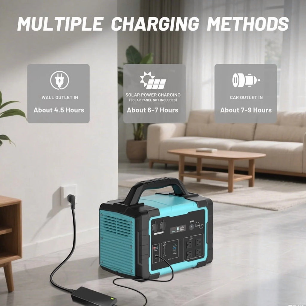 1000W Portable Solar Generator, 1024Wh LiFePO4 Battery Power Station with 100W Solar Panel, USB-C Power Bank for for Camping, Outdoor Travel, RV, and Home Emergency-Blue