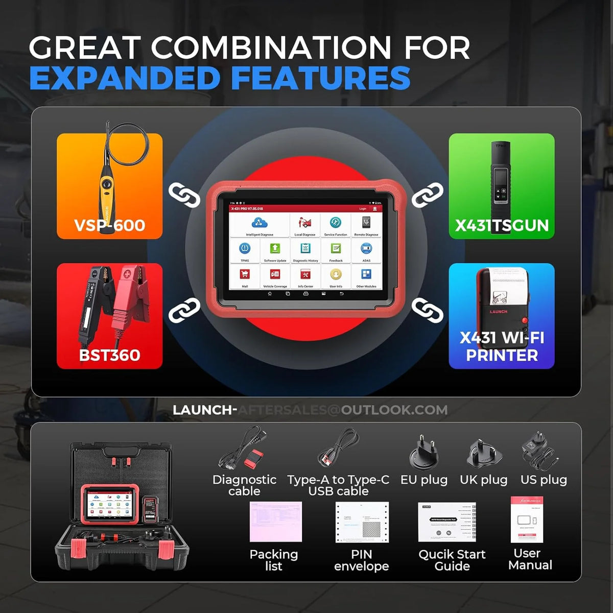 LAUNCH X431 V+ 5.0 Scan Tool with 2025 CANFD Connector, 37 Reset & OE-Level Diagnostics
