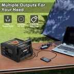 Solar Portable Power Station 2000 Amps Jump Starter, 260 PSI Air Compressor, 12V Car Battery Charger with 400W Inverter Dual AC/DC/USB Output, Emergency Backup Power with Flashlights