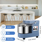 2025  8Qt Commercial Food Mixer, 450W Dual Rotating Dough Kneading Machine w Food-grade Stainless Steel Bowl, Security Shield & Timer, Commercial