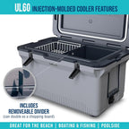 60 QT Ultra-Light Injection Molded Cooler - Ice Chest Keeps Ice up to 7 Days - Large Cooler Includes Wire Basket, Divider and Built-in Bottle Opener