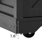 53.7-Inch Farmhouse Kitchen Island with Power Outlet, Featuring 2 Sliding Barn Doors and Drop Leaf Design