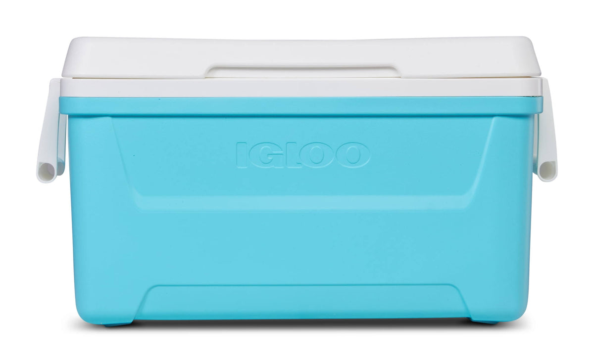 Igloo 48 Qt. Laguna Hard-Sided Ice Chest Cooler, Aqua Blue and White