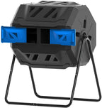 Large Compost Tumbler Bin Dual Compartment Better AirCirculation Efficient Compost BPA Free Sturdy Steel Frame 43Gallon (2 21.5Gal) Blue Door