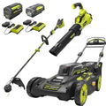 40V Brushless 20-Inch Walk Behind Self Propelled Mower String Trimmer Leaf Blower with (2) Batteries and (2) Chargers