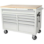 46-in W x 24.5-in D 9-Drawer Mobile Workbench with Hardwood Top and Power Station – Gloss Black