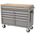 46-in W x 24.5-in D 9-Drawer Mobile Workbench with Hardwood Top and Power Station – Gloss Black