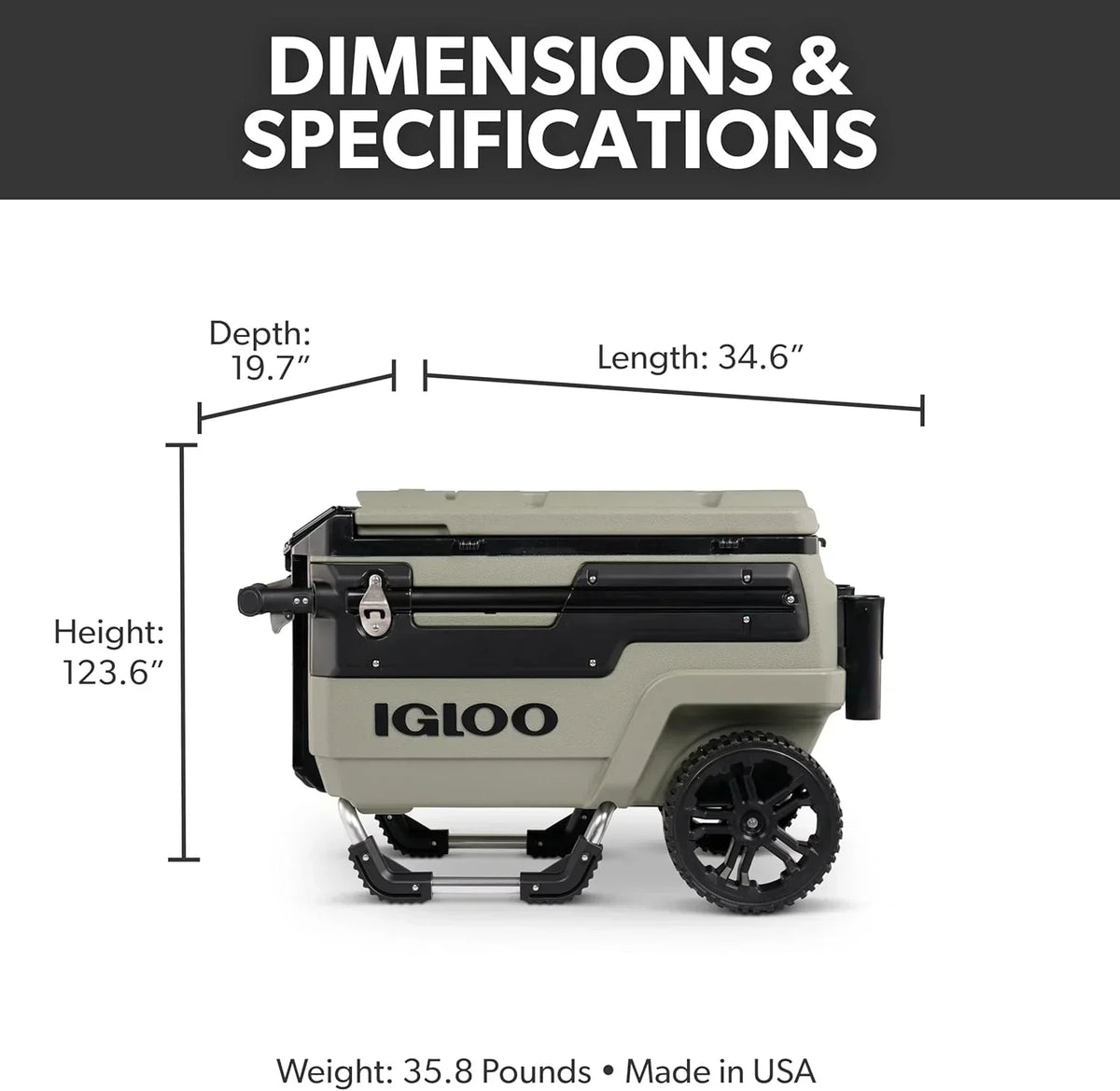 70Qt Wheeled Cooler Insulated Hard Shell Ice Chest