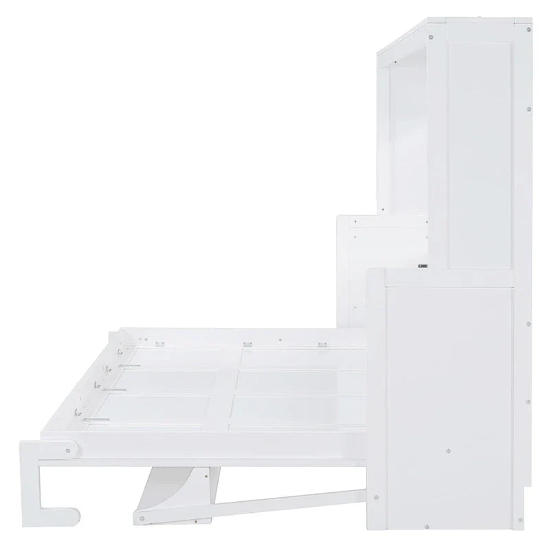Queen/Full Size Murphy Bed with Hydraulic Lift and Integrated Desk Design