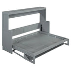 Queen/Full Size Murphy Bed with Hydraulic Lift and Integrated Desk Design