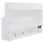Queen/Full Size Murphy Bed with Hydraulic Lift and Integrated Desk Design