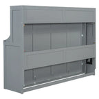 Queen/Full Size Murphy Bed with Hydraulic Lift and Integrated Desk Design
