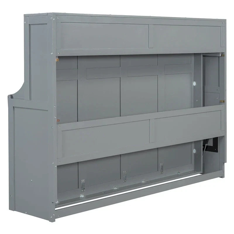 Queen/Full Size Murphy Bed with Hydraulic Lift and Integrated Desk Design
