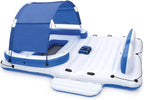 Tropical Breeze 6 Person Inflatable Party Island Large Relaxing Water Float with Detachable Sunshade and Cooler Bag