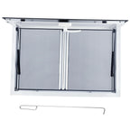 Concession Window 36W x 36H Aluminum Alloy Food Truck Service Window with Sliding Screens & Awning Door, Hydraulic Lift, Locking Mechanism, Versatile for Catering