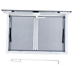 Concession Window 36W x 36H Aluminum Alloy Food Truck Service Window with Sliding Screens & Awning Door, Hydraulic Lift, Locking Mechanism, Versatile for Catering
