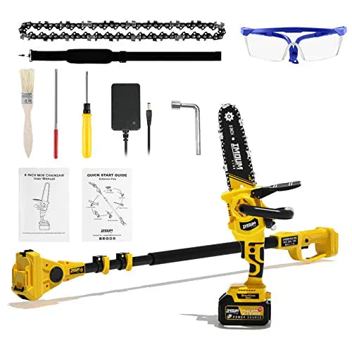 2-in-1 Brushless Pole Saw & Mini Chainsaw, IMOUMLIVE 8" Cutting Cordless Power Pole Saw for Wood Cutting, Trimming