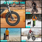 Ridstar electric bicycle for adults, 1200 W, 48 km/h mountain bike, 48 V 15.6 Ah battery, 20" fat bike tires, 7-speed full suspension