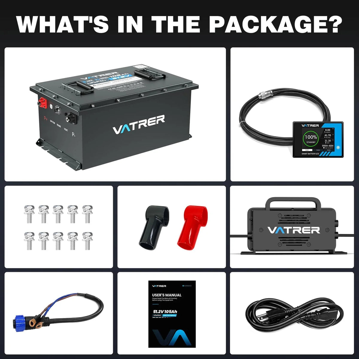 48V 105Ah Lithium Battery, Smart BMS, Touch Monitor, APP