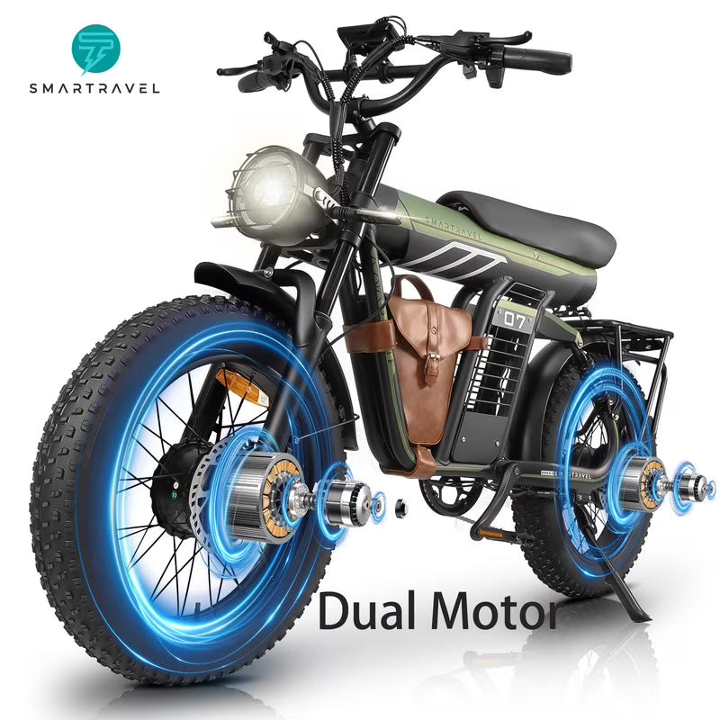 3000W(Peak) Motor 35MPH SMARTRAVEL ST202 Electric Dirt Bike for Adults, 52V50AH Dual Battery Ebike, 92+ Miles Range