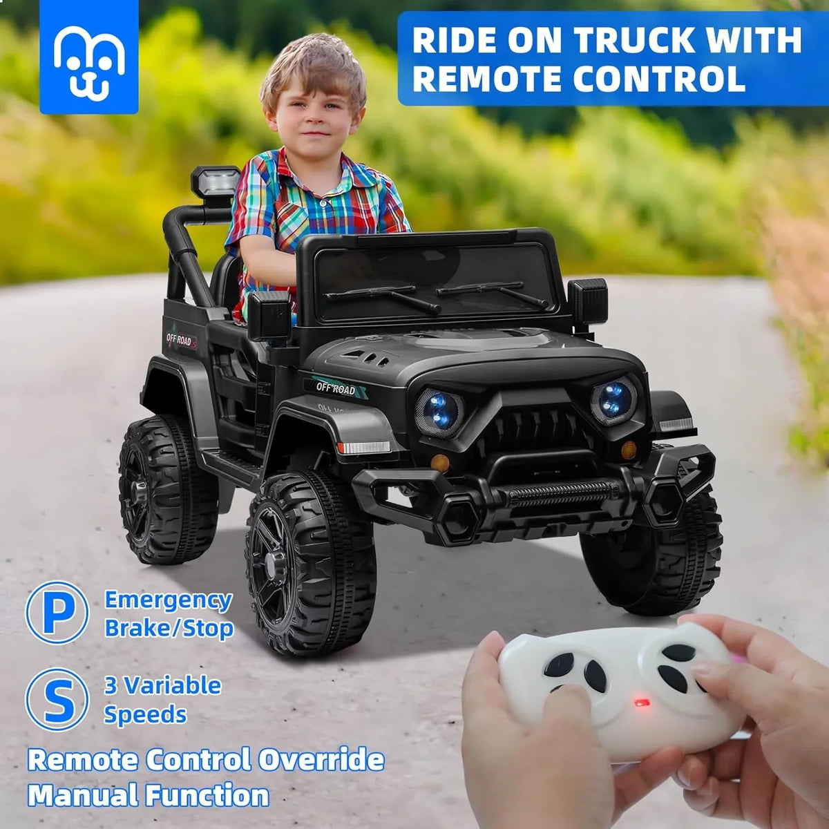 12V Kids Electric Ride on Truck Car Remote Control, Twin 35W Motors 3.5MPH Max Speed, Bluetooth USB Music Player, 4 Wheels Suspension LED Lights Safety Belt, Gift for Boy & Girl-Rosy