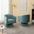 SEYNAR Set of 2 Modern Glam Velvet Upholstered Round Swivel Accent Barrel Chairs
