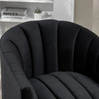 SEYNAR Set of 2 Modern Glam Velvet Upholstered Round Swivel Accent Barrel Chairs