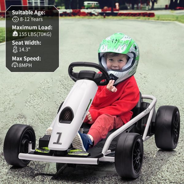 24V Electric Go-Kart for Kids Ages 8-12, Dual 300W Motors, 9Ah Battery