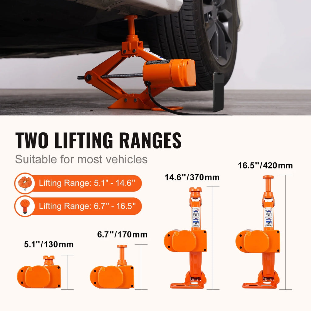 KFFKFF Electric Car Jack, 3 Tons Capacity, Scissor Jack with Electric Wrench, 12V, Dual Saddles, Remote, for Sedans, Suvs, Trucks Tire Replacement