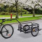 Foldable Bike Cargo Trailer, 80lbs Capacity, 16′′ Wheels, Black, with Hitch