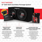 12-Inch 1200W Dual Car Subwoofer Package with Amplifier and Installation Kit