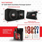 12-Inch 1200W Dual Car Subwoofer Package with Amplifier and Installation Kit