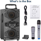 Speakers, 60W Portable Wireless Loud Outdoor Home Party Bluetooth Speaker with Subwoofer, FM Radio, LED Colorful Lights, Microphone, Remote and Big Powerful Stereo Deep Bass Sound Boombox