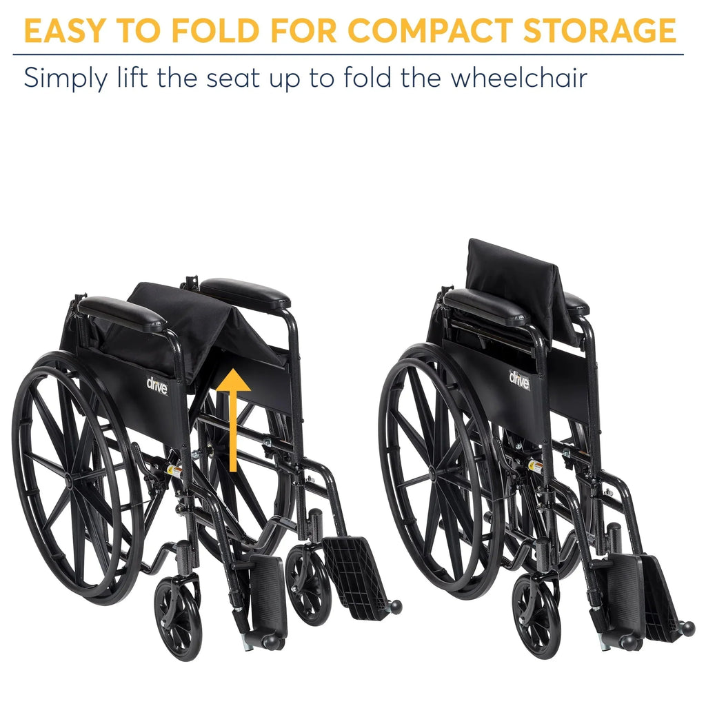 Drive Medicals Silver Sport 1 Wheelchair With Full Arms And Swing Away Removable Footrest - Silver Sport 1