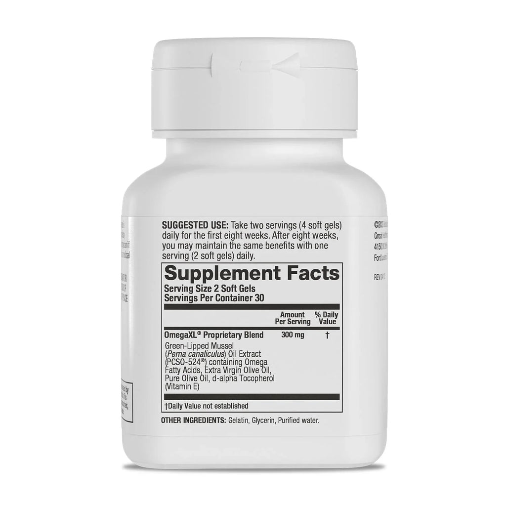 OmegaXL Green-Lipped Mussel Oil Supplement - 60 Softgels